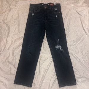 Dark Wash Ripped Mom Jeans